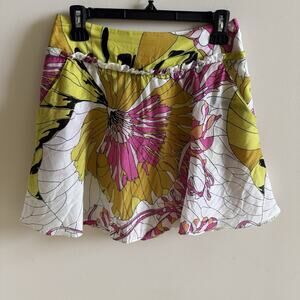 LeifNotes Guarri A Line Skirt Womens 0 Floral Silk Blend Lined Zip Slant Pockets